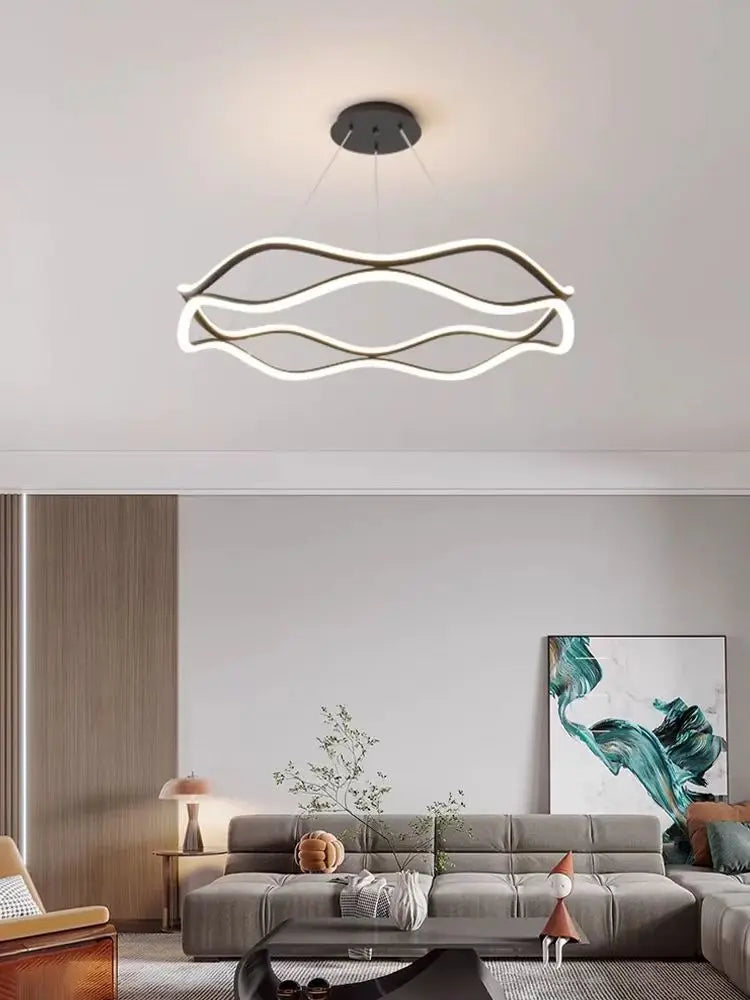 Modern LED Pendant Light Luxury Ring Chandelier for Bedroom Living Dining Room Indoor Hanging Lamp Home Decor Lighting Fixture