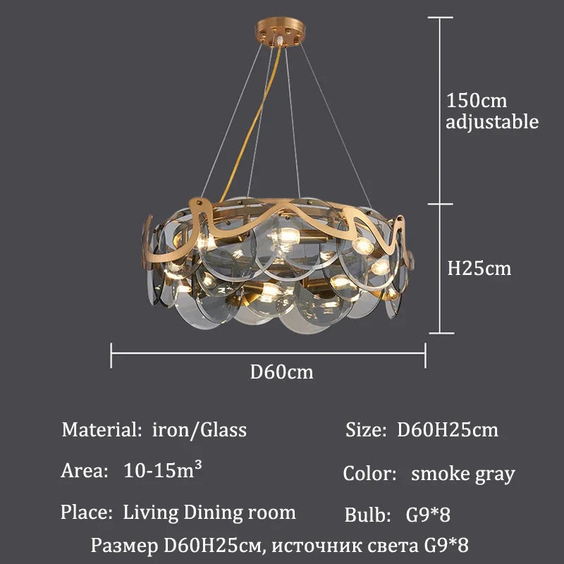 Light Luxury Modern Creative Cloud Glass Pendant Light Simple All Copper Lighting Room Decor for Living Rooms Villa Restaurant