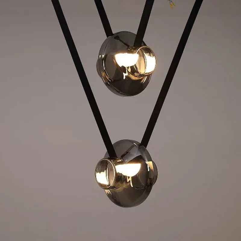 Italy New Designer Luxury Glass LED Pendant Lamp Living Room Bedroom Bar Restaurant Leather Chandelier Interiordecor Lighting