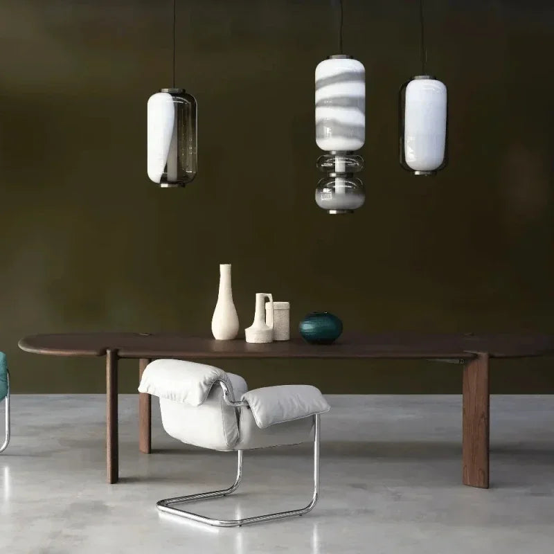 Nordic Designer Smoke White Glass LED Floor Lamp Bedroom Study Hotel Chandelier Living Room Sofa Atmosphere Art Decor Lighting