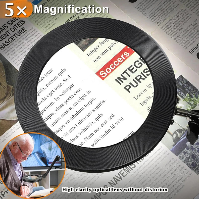 Magnifier LED Desk Lamps USB Dimmable LED Table Lamp Eye-Care Reading Light Book Night Lighting for Work Repair Skincare Beauty