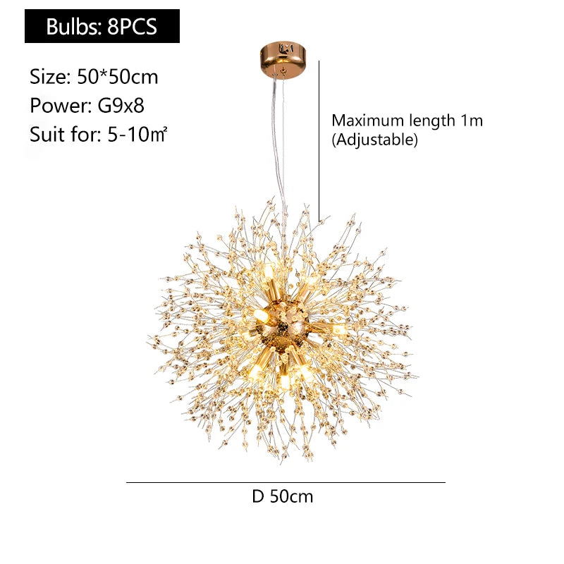 French Dandelion Ceiling Chandelier Luxury Modern Pendant Lamp for Living Room Kitchen Children's Room Decorative Lighting