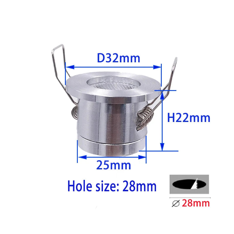 1W 12V Embedded Mini LED Downlight Kit with 100-240V Transformer - Glare-Free Dimmable Spotlight (28mm Cutout) for Indoor Decor