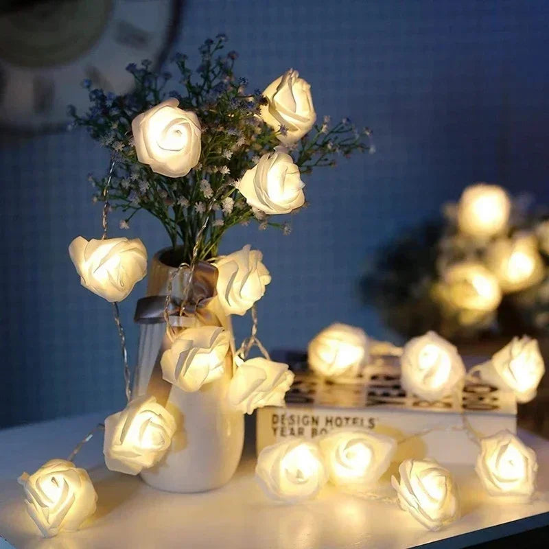 Novelty 24 LED Rose Flower Tree Lights USB Table Lamp Fairy Night Lamp Home Party Christmas Wedding Bedroom Decoration Gift
