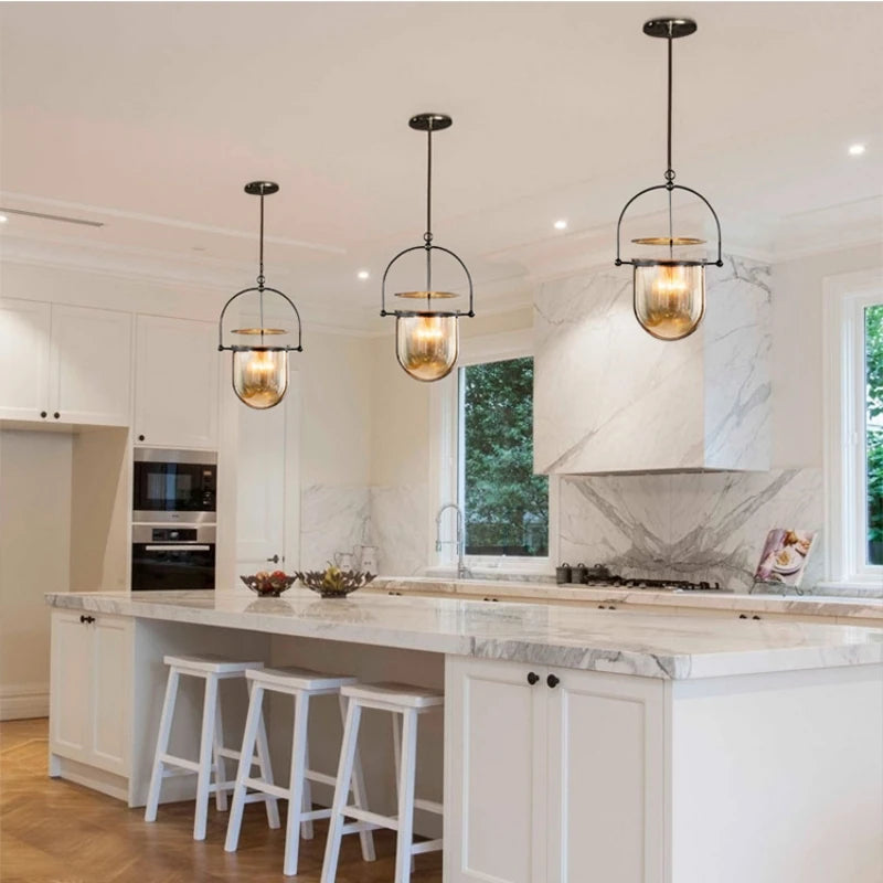 Scandinavian Glass Pendant Light Vintage Ceiling Hanging Lamp For Dining Room Bar Bedroom