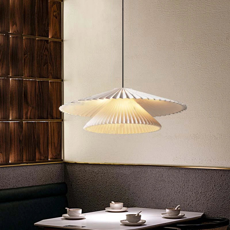 Creative Pleated Fabric LED Pendant Light & Sconce - Designer Textile Chandelier Lamp Fixture for Kitchen Island, Dining Table, Restaurant & Hotel Decor