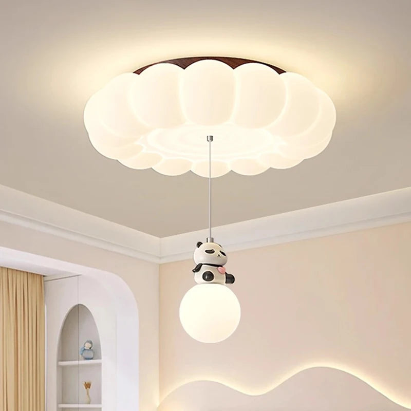 Children's Room Cloud Ceiling Lights LED Panda Hanging Ball Light French Cream Style Baby Room Boy Girl Bedroom Ceiling Lamps
