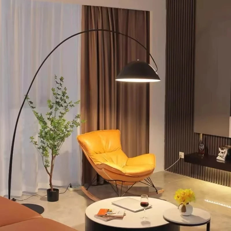 Nordic Light Luxury Fishing Rod LED Floor Lamp - Modern Vertical Arc Standing Light Fixture for Living Room Sofa & Bedroom Bedside