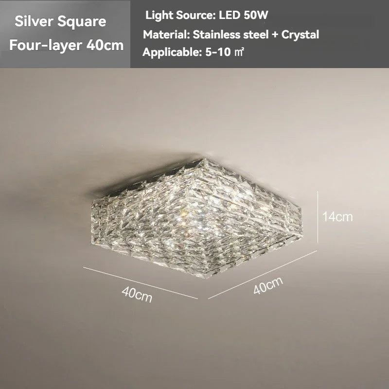 Luxury Modern Crystal Ceiling Light Chandelier - Flush Mount Ceiling Lamp Fixture for Living Room, Master Bedroom & Home Decor