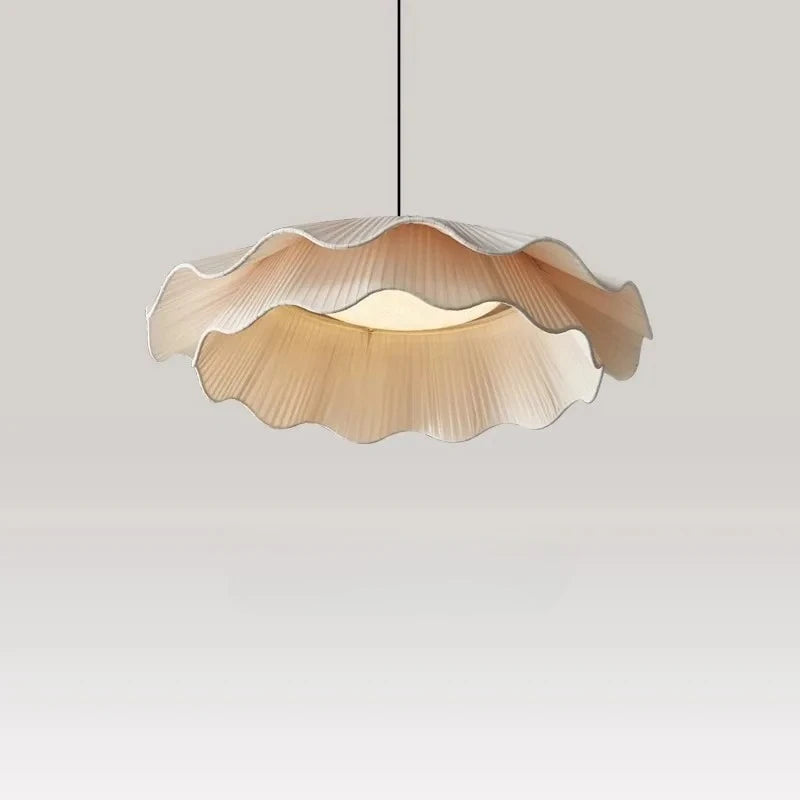 Korean Style Modern Art Decor Fabric LED Chandelier - Contemporary Textile Ceiling Pendant Light Fixture for Living Room, Bedroom & Dining Room