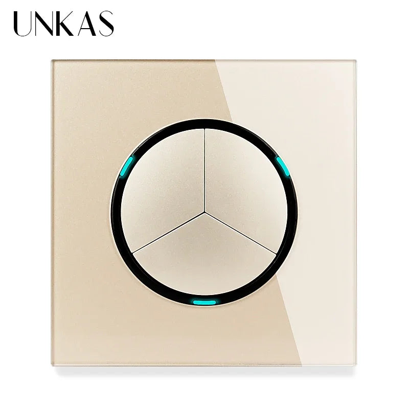 Modern 2-Way Pass Through Light Switch - Gray Glass Panel with LED Indicator