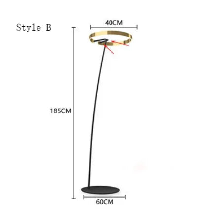 Italian arc floor lamp gold black LED Fishing ring Light Creative Loft Living Room Bedroom Sofa Corner dinner Standing Lamp
