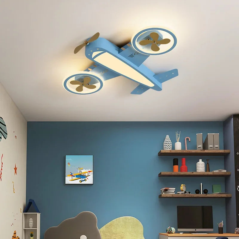 Blue Passenger Airplane Children's Room Airplane Ceiling Lights LED Nordic Modern Bedroom Airplane Ceiling Lamps Home Decor
