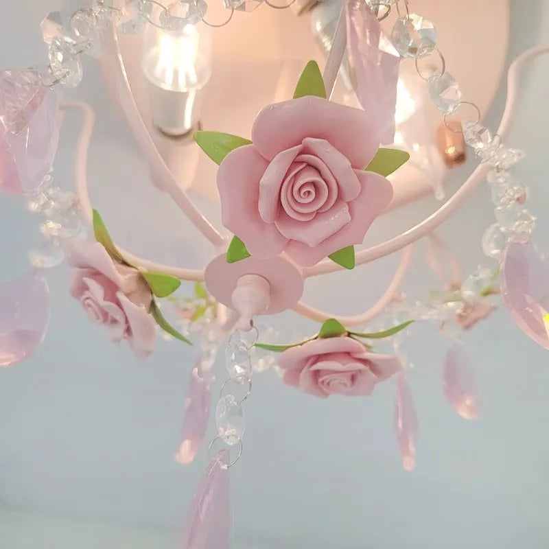 Pink Rose Bouquet Ceiling Lights Children's Room Princess Room Decor Light Romantic Girl Bedroom Corridor Bouquet Ceiling Lamps