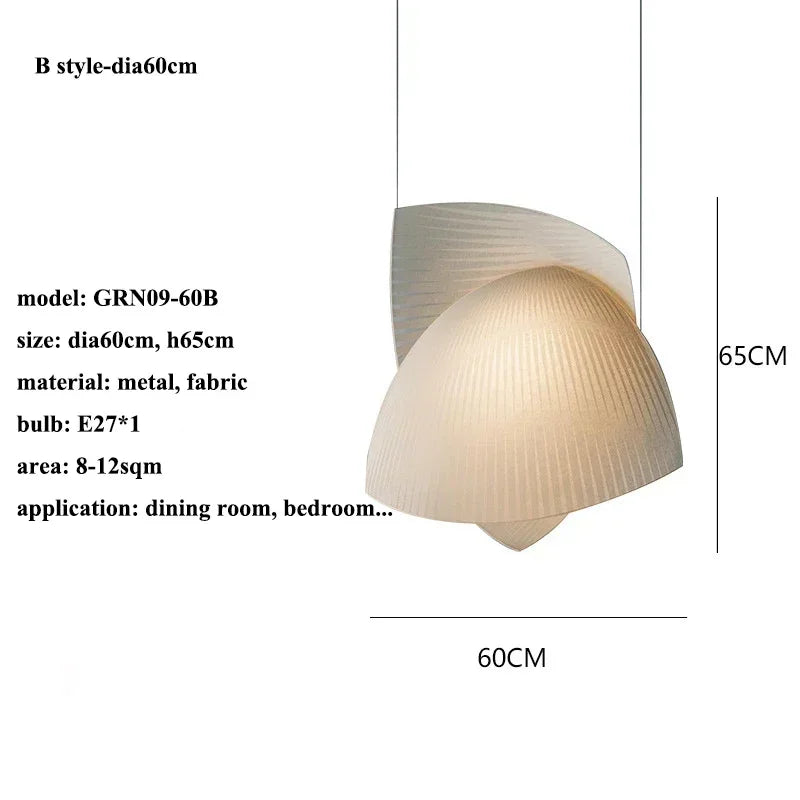 Japanese Wabi-sabi Style Modern Fabric Living Room Bedroom Chandelier Restaurant Art Shell Pendant Lights Home Decor Soft Light