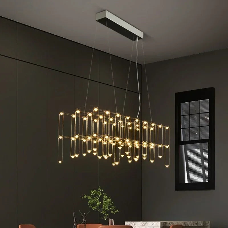 Nordic Creative Rectangular Luminaire Starry Chandelier Minimalist Front Desk Clothing Store Bar Rectangular Lighting