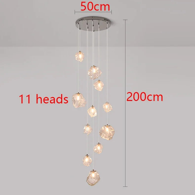 Nordic Creative Modern LED Light Chandeliers Irregular Lampshade Art Living Room Stair Pendant Light Living Room Home Decor