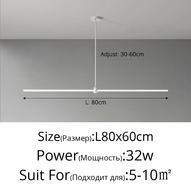 Modern Simplicity Long Linear LED Pendant Lights Strip Hanging Indoor Lamps for Office Table Kitchen Home Decoration Chandelier