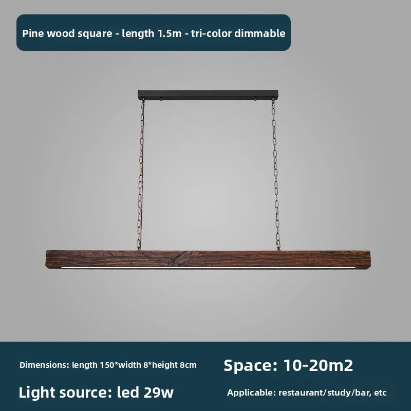 New Solid Wood Chandelier For Modern Minimalist Dining Bar Single-Line Chandelier For Tea Room Wooden Long Chandelier For Lounge