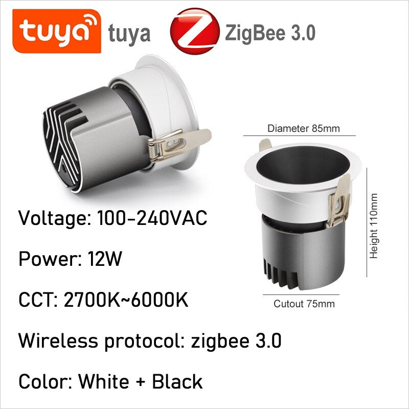 Spot LED Downlights Dimmable 12W 15W Recessed Spotlight 110V 220V Smart Lamps Control With Alexa Google Home Voice