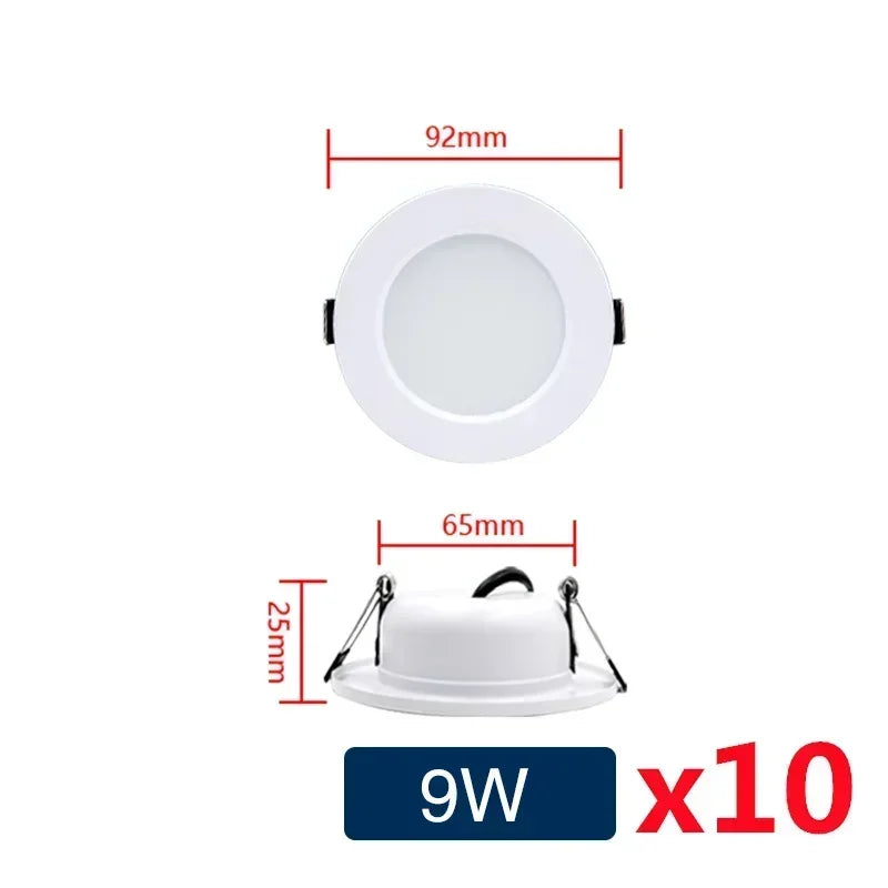 10PCS White Body Recessed LED Downlight - Universal AC/DC 12V 24V 110V 220V Ceiling Light