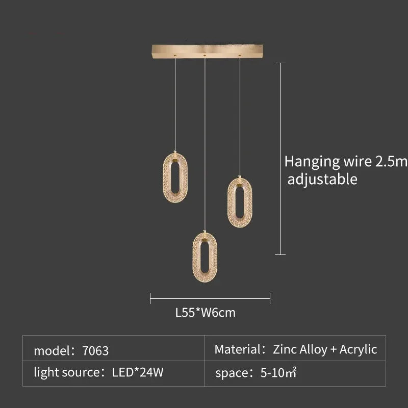 Modern Rings LED Chandeliers For Staircase Luxury Long Hanging pendant Lamps Gold Creative Indoor Attic Lighting Lustre Fixtures