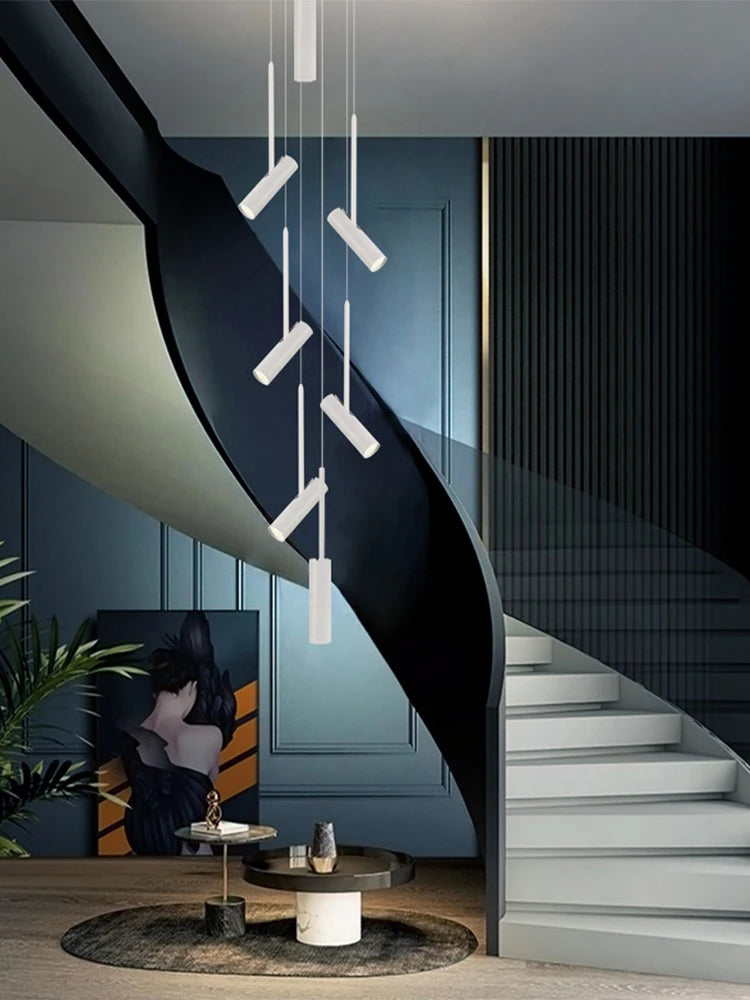 Nordic Modern LED Spotlight Staircase Chandelier Bedside Pendant Lamps Living Room Adjustable Angle Island Lights Designer Style