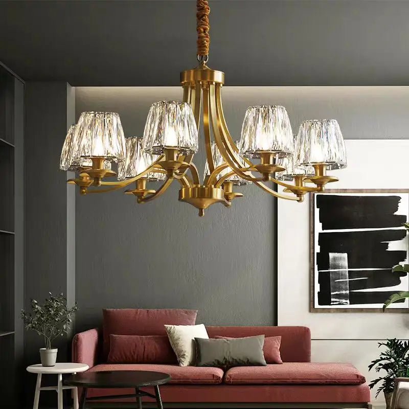 Copper Crystal Chandelier For Living Room Bedroom Study Dining Room Kitchen Villa Modern Luxury Style Gold Lamp Pendant Light