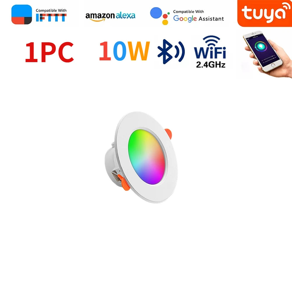 LED Downlight Smart Life Dimming Spot Bluetooth Lamp 10W RGB+CW+WW Change Warm Smart Lamp Work with Alexa Google Home