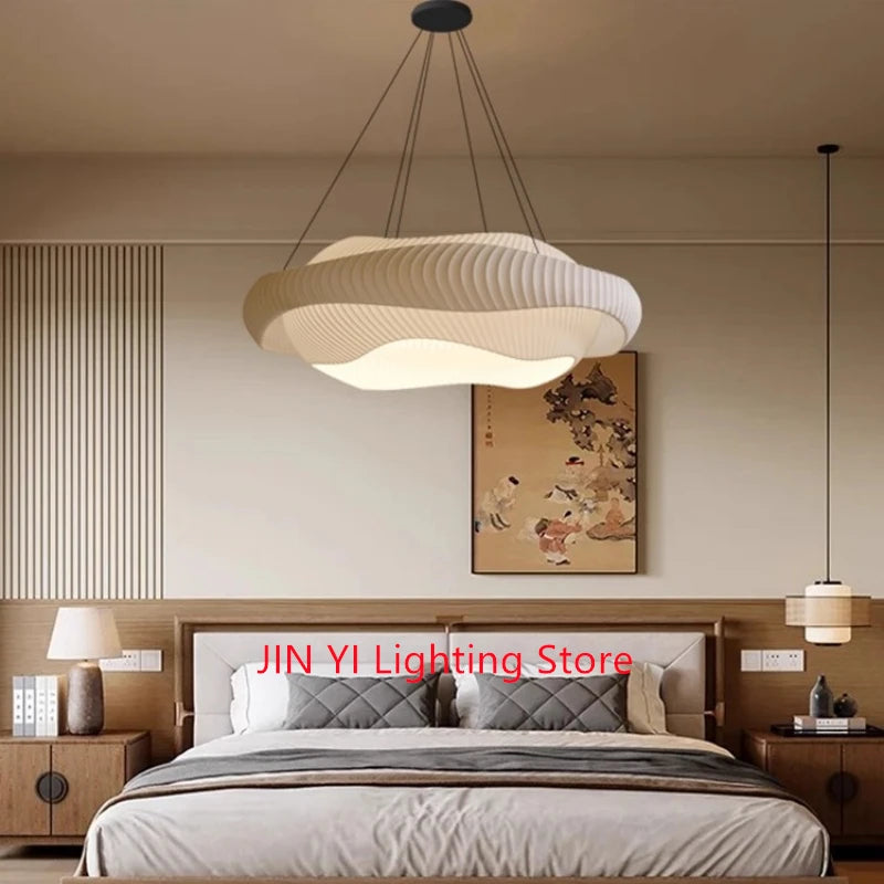 Fabric Bedroom Pendant Lamp Aesthetic Art Restaurant Bar Table Lamp, Modern Designer Fish Bone Shaped Lighting Fixture