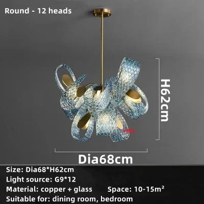 Modern Creative Blue Glass LuxuryLED Pendant Lamp Corridor Bedroom Living Room Restaurant Kitchen Chandelier Home Decor Lighting