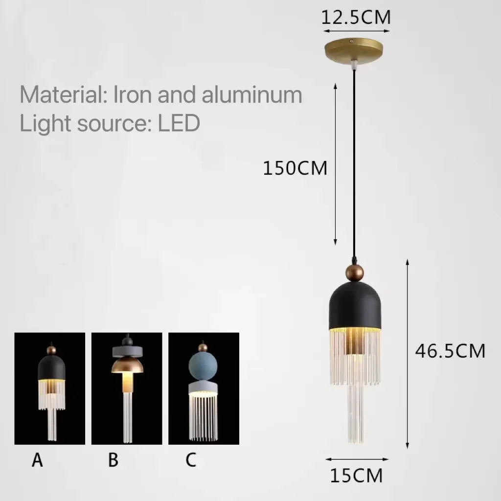 Danish Designer Nordic Modern Simple Macaron Tassel Chandelier for Restaurant Bedroom Bedside Clothing Store Bar