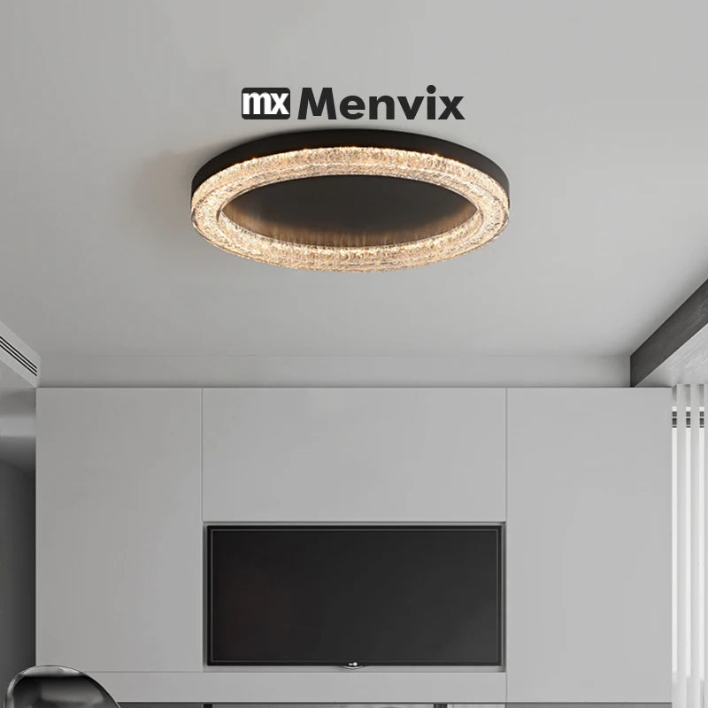 Italian Luxury LED Crystal Chandelier - Modern Flush Mount Ceiling Light