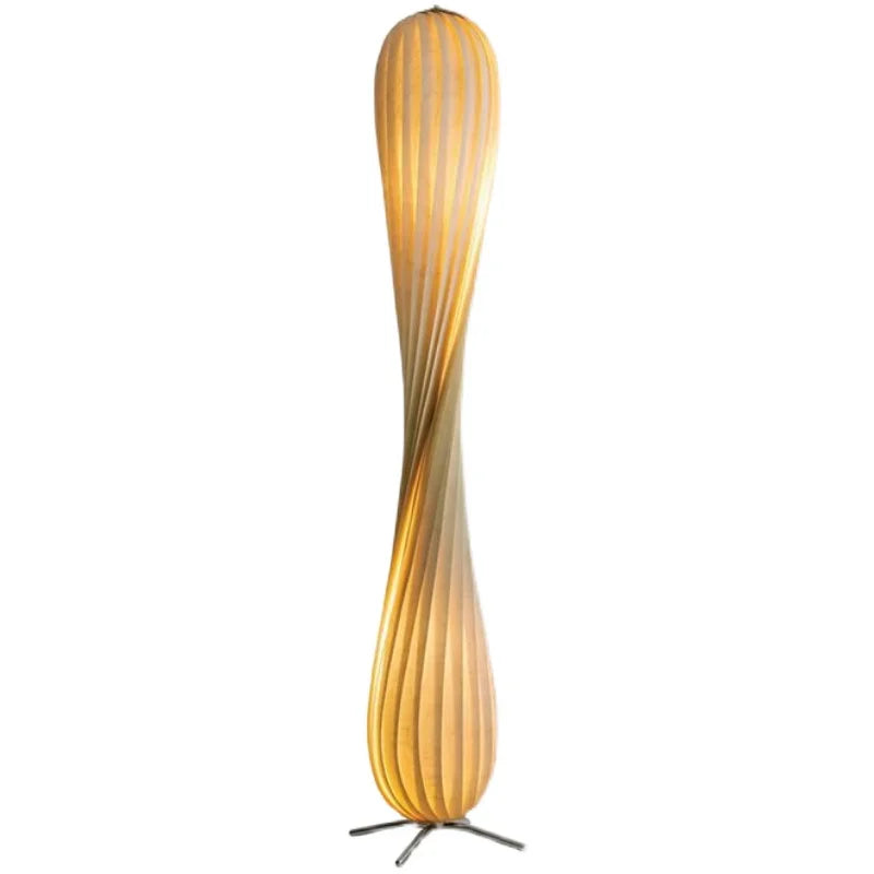 Wabi Sabi Living Room Bedroom Wooden Home Art Retro Simple Floor Lamp Lighting Thousand Layer Curved Small Waist Standing Light
