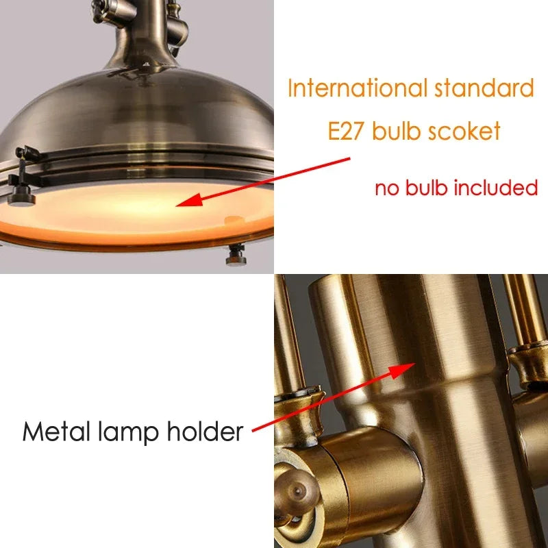 2026 American Retro Industrial Home Decor Chandelier Metal Living Room Loft Kitchen Bar Eye Protection Pendant Lighting