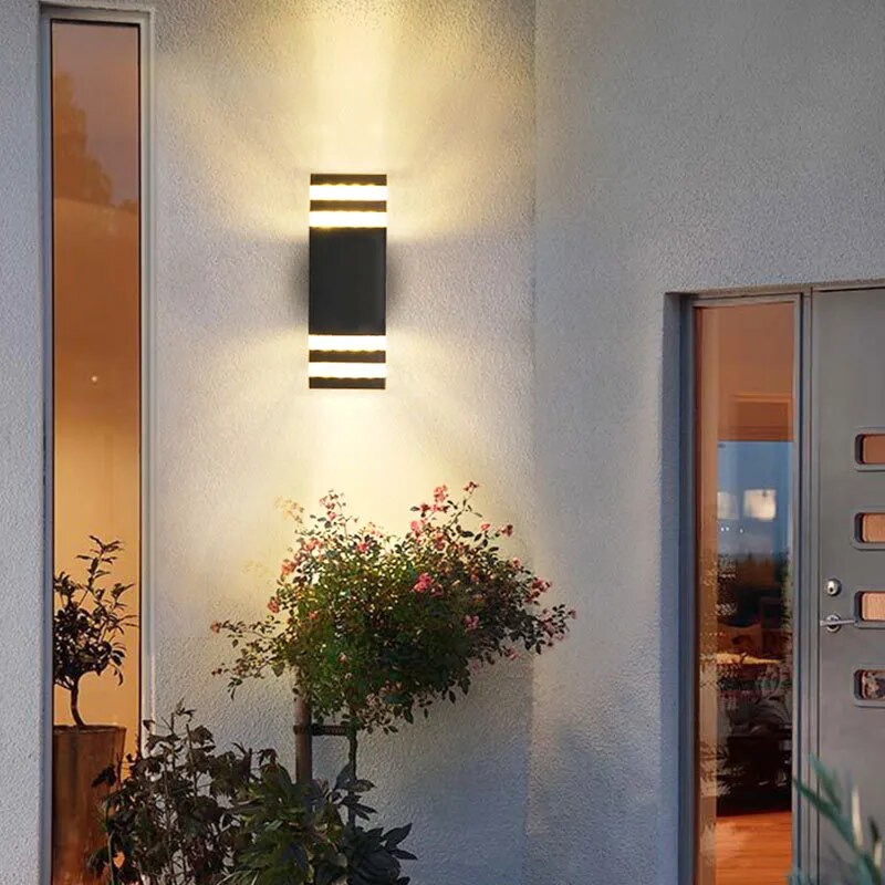 Aluminium Waterproof E27 Wall Lamp Outdoor Up Down Garden Exterior Wall Lighting Porch Stair Corridor Acrylic Sconce Lights