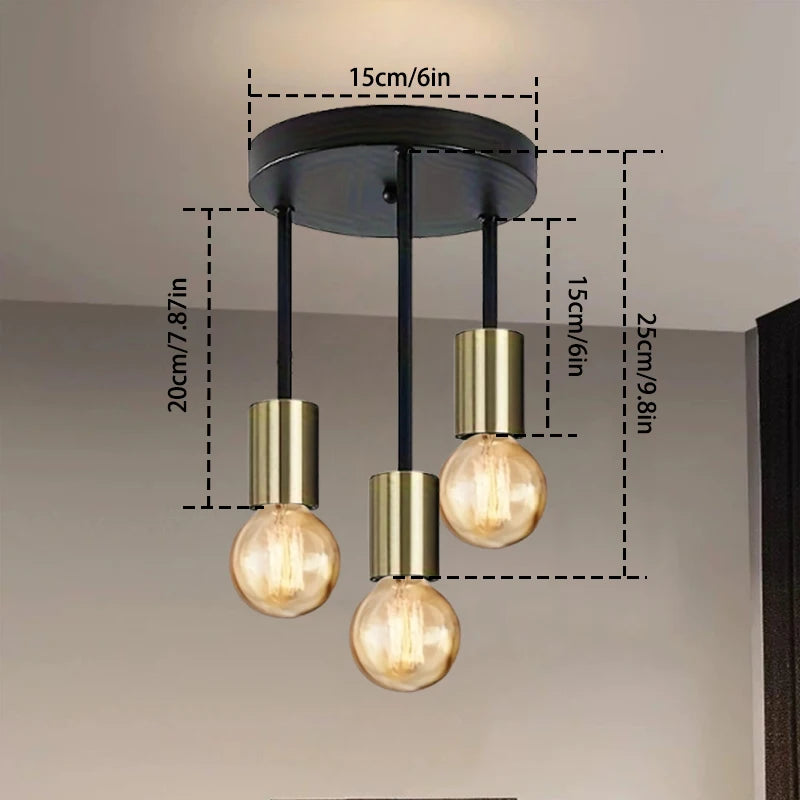 E27 Bulb Modern LED Ceiling Light Black - Energy Saving, Living Room, Bedroom, Kitchen, Easy Installation, Bulb