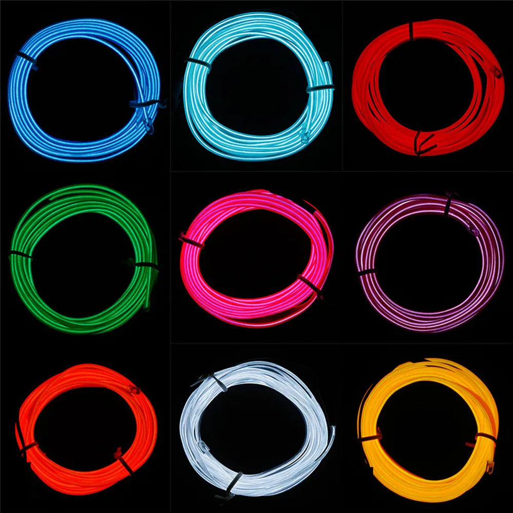 LED Car Light Lamp Flexible Auto Interior Decorative Atmosphere Wire Strip Cold LED Light