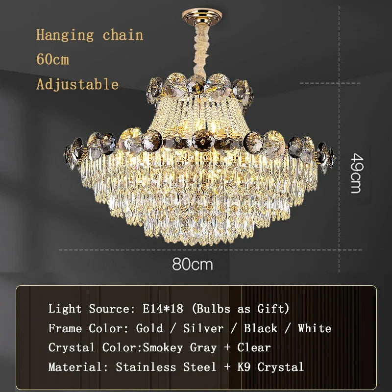 2025 Modern Large Luxury Living Room Chandeliers for Staircase Designer Crystal Pendant Lamps Home Decor Lighting Lustre Fixture