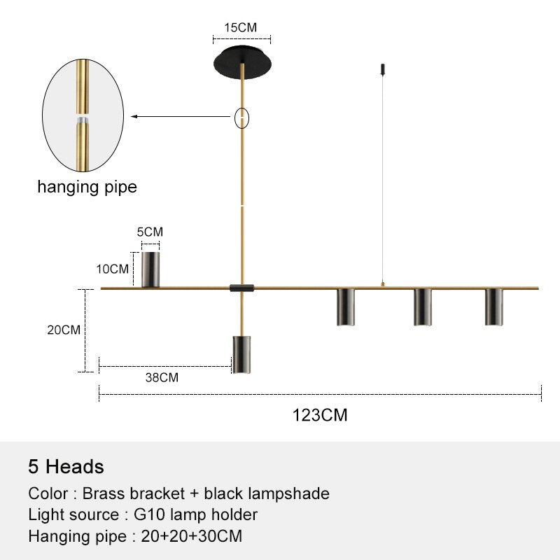 Nordic Modern Longer Chandelier Dining Table Fixtures Black Pendant Lights Restaurant Bar Kitchen Decor Living Room Hanging Lamp