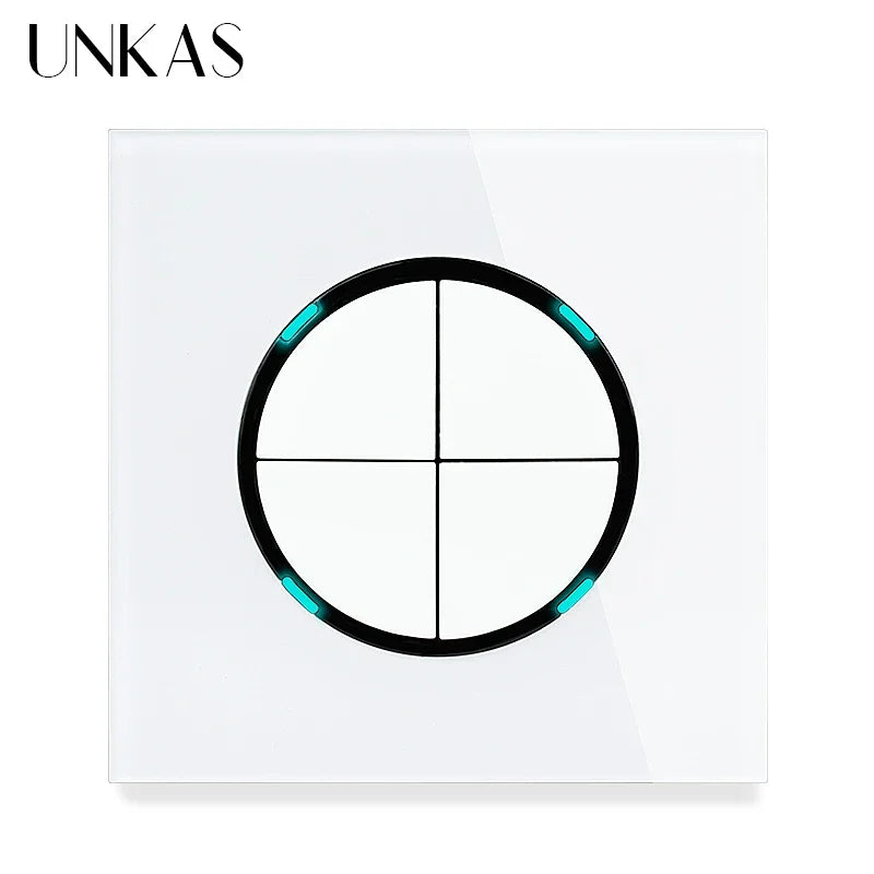 Modern 2-Way Pass Through Light Switch - Gray Glass Panel with LED Indicator