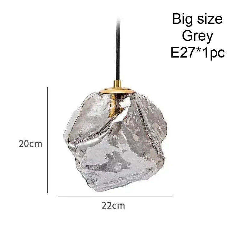 Ice Crystal Pendant Lamp Nordic Minimalism Bedside Restaurant Mirror Front Atmosphere Droplight Glass Stone Ceiling Chandelier