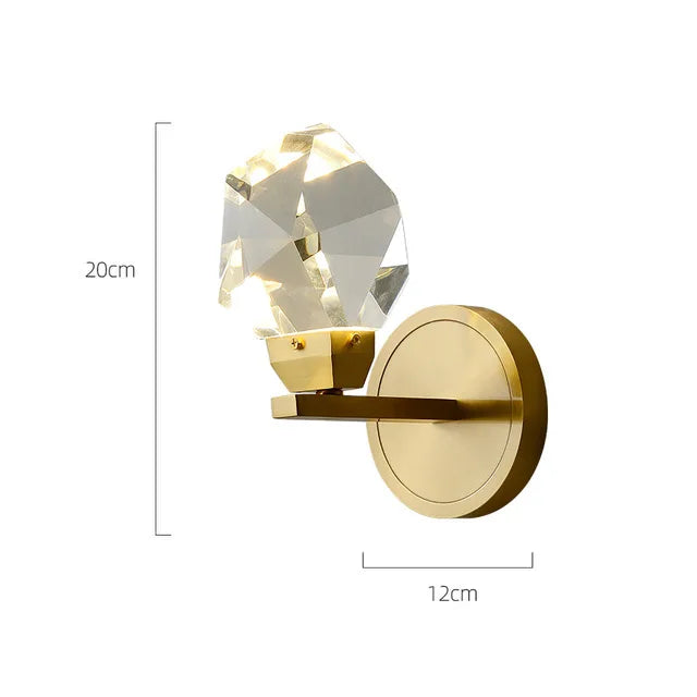 Copper Luxury Wall Light Modern Diamond Design Crystal Wall Lighting Bedroom Bedside Lamp Fixture Clear Cristal Led Wall Sconce