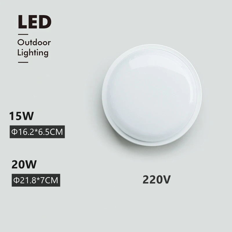 15W/20W Outdoor LED Wall Lamp (AC220V) - Waterproof Surface Mounted Porch Sconce & Moistureproof Bathroom Ceiling Light
