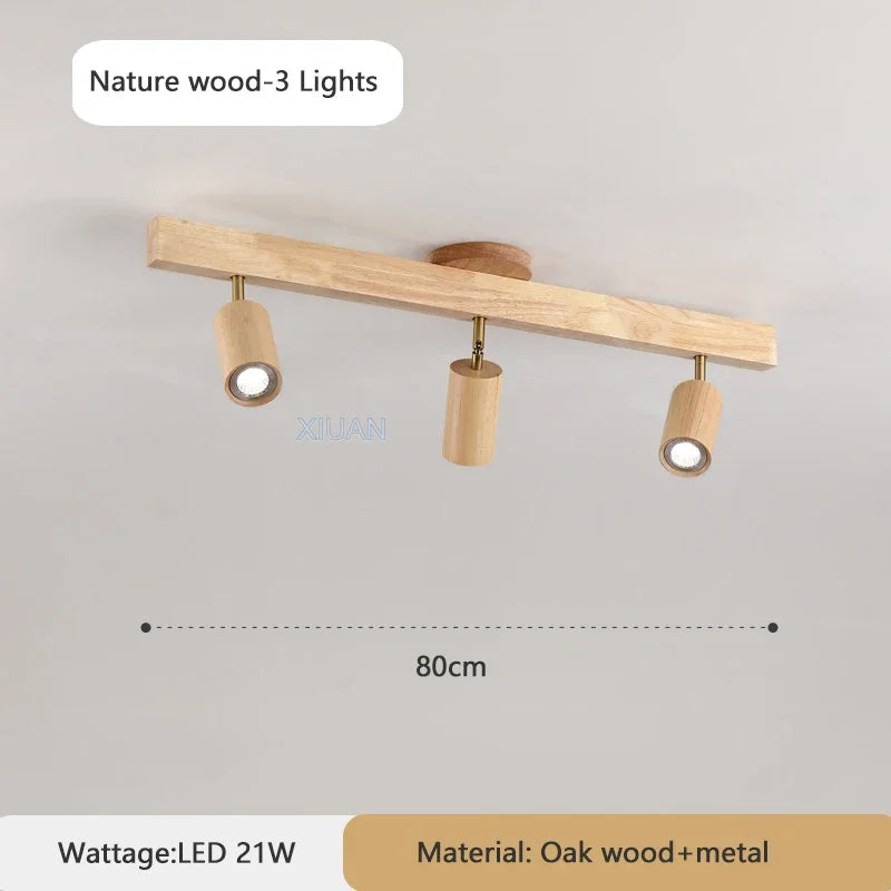 2026 Nordic Walnut Wood Ceiling Chandelier For Living Room Dining Room Aisle Entrance Corridor Lamps With Spotlights For Wall Pi