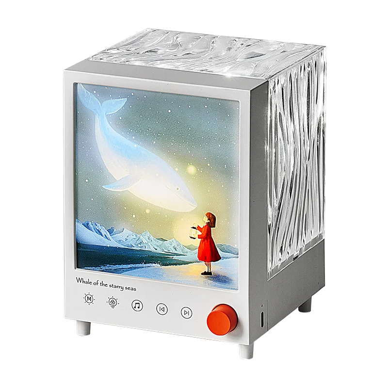 Aurora Box Projector Night Light Bluetooth Ambient Light With White Noise Stepless Dimming Beside Lamp For Bedroom Decor