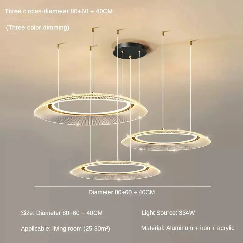 Modern LED Screw Living Room Chandelier Luxury Ring Villa Pendant Lamp Atmosphere Kitchen Island Art Decoration Lighting Fixture