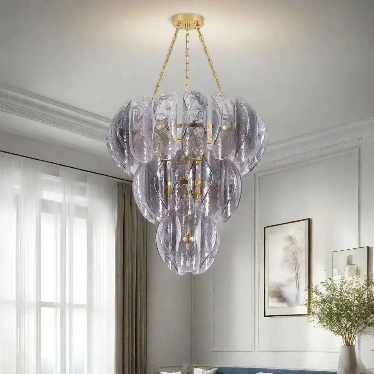 Luxury Murano Glass Chandelier (French Vintage Style) - Handcrafted Artisan Pendant Hanging Light Fixture for Living Room & Ceiling Decor
