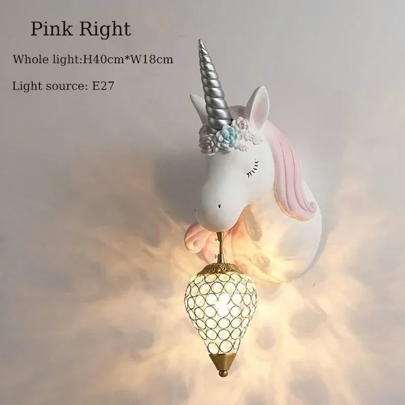 Nordic Personality Unicorn Cute Cartoon Creative Children Room Decor Bedside Lamp Simple Staircase Corridor Study Wall Lamp