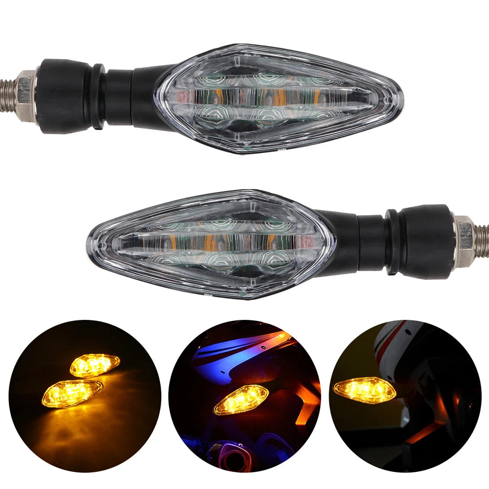 Motorcycle LED Turn Signal Light Amber Flasher Indicator Waterproof Warning Blinker Rear Tail Lights for Motorbike Scooter